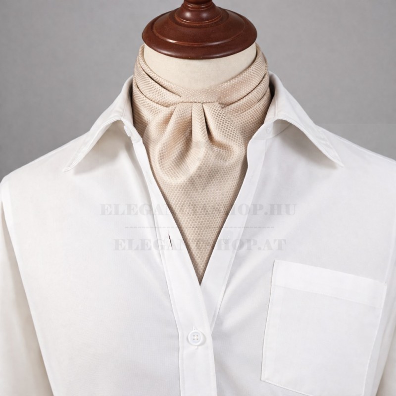 NM szatén ascot nyaksál - Drapp aprómintás NM szatén ascot nyaksál - Drapp aprómintás